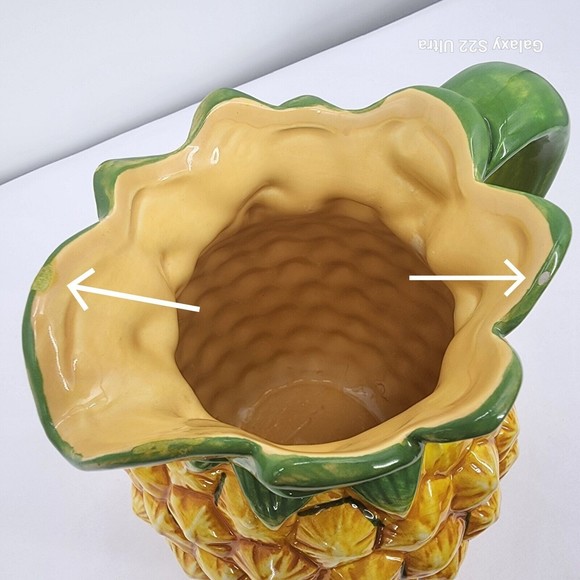 Rare Hard to Find 222 Fifth Tropical Pineapple Pitcher Jug 8" Yellow and Green - Picture 8 of 13